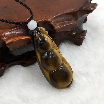 

Free Shipping 100% Natural Tiger eye Gems Necklace Pendant Lucky Charm - Peas 28% Discount (A0516)