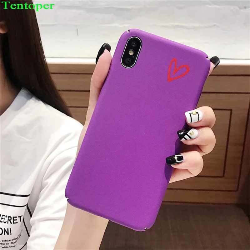 

Lovely Heart Phone Case For iphone X Case For iphone 6S 6 7 8 Plus Retro Purple Hard PC Matte Back Cover Ultra Thin Cases Coque