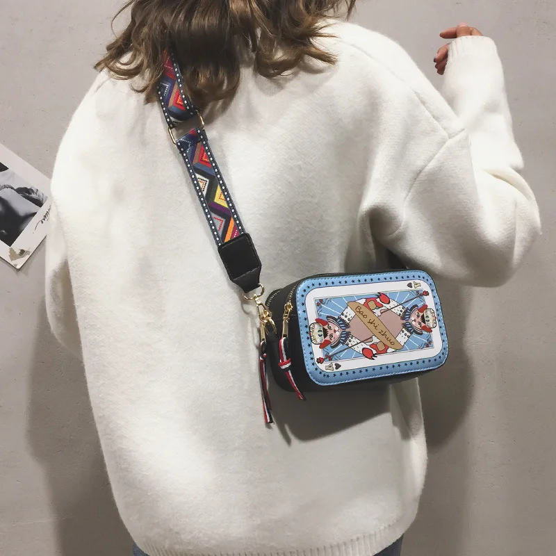 

Pu Leather Bag Korean Style Fashionable Wide Shoulder Strap Handbag Single-shoulder Cross-body Bag Casual Small Square Bag