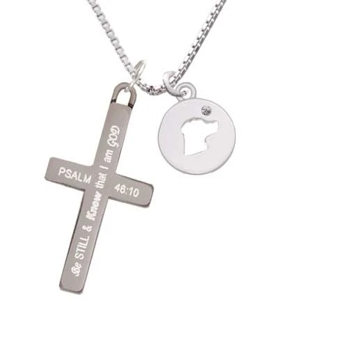Dog Head Silhouette - Be Still and Know - Cross Necklace (1)