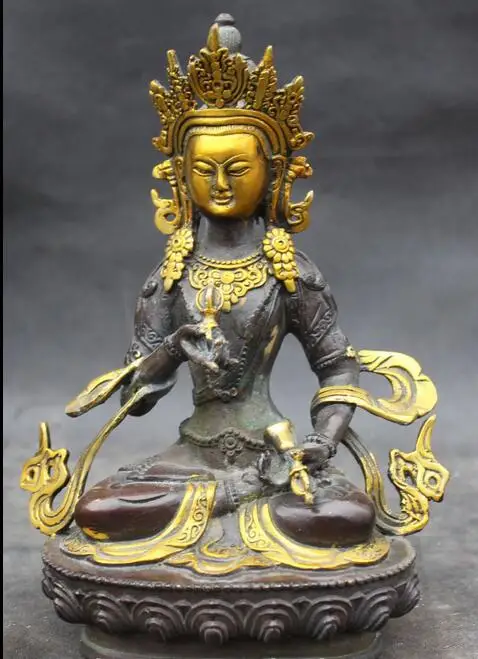 

free 8" Chinese Buddhism Bronze Gilt Vajradhara Vajrabhairava Goddess Buddha Statue fast