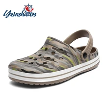YEINSHAARS/ мужские сланцы на лето; модные пляжные сандалии; повседневные Вьетнамки без застежки на плоской подошве; Мужская обувь с перфорацией