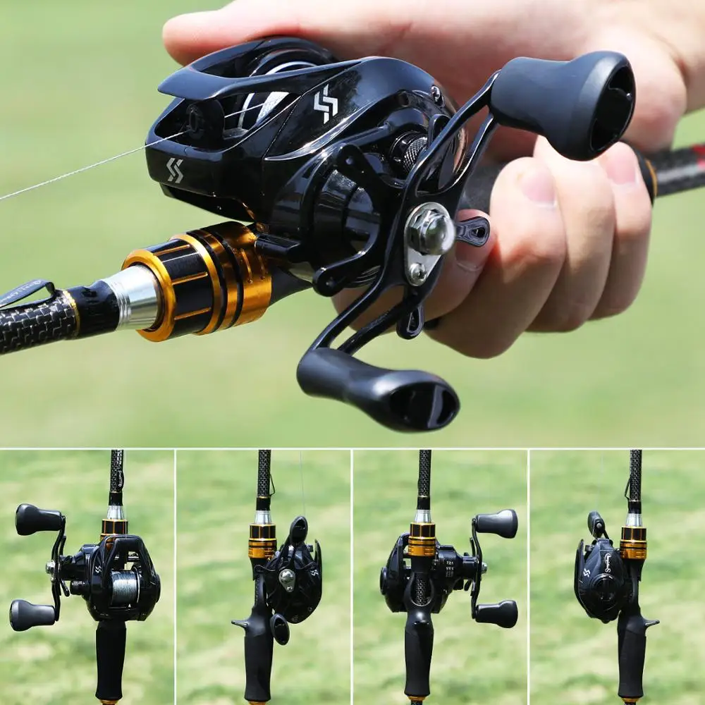 Sougayilang 1.8M 2.1M 2.4M Casting Fishing Rod Reel Combo 4 Sections Carbon Fiber Fishing Rod Baitcasting Reel Pesca Tackle
