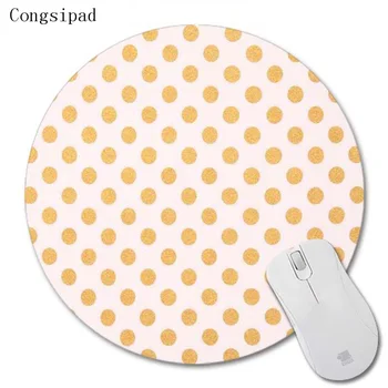 

Gold and white polka dots 20*20/22*22 3D print Round Rubber Soft Gaming Mouse pad lasting computers laptops mouse pad As Gift