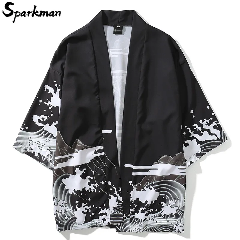 Mens Harajuku Japanese Style Kimono Casual Jackets Streetwear Chinese Dragon Print Jacket Coat Summer Thin Gown Male 2018 Autumn Mens Harajuku Japanese Style Kimono Casual Jackets Streetwear Chinese Dragon Print Jacket Coat Summer Thin Gown Male 2018 Autumn