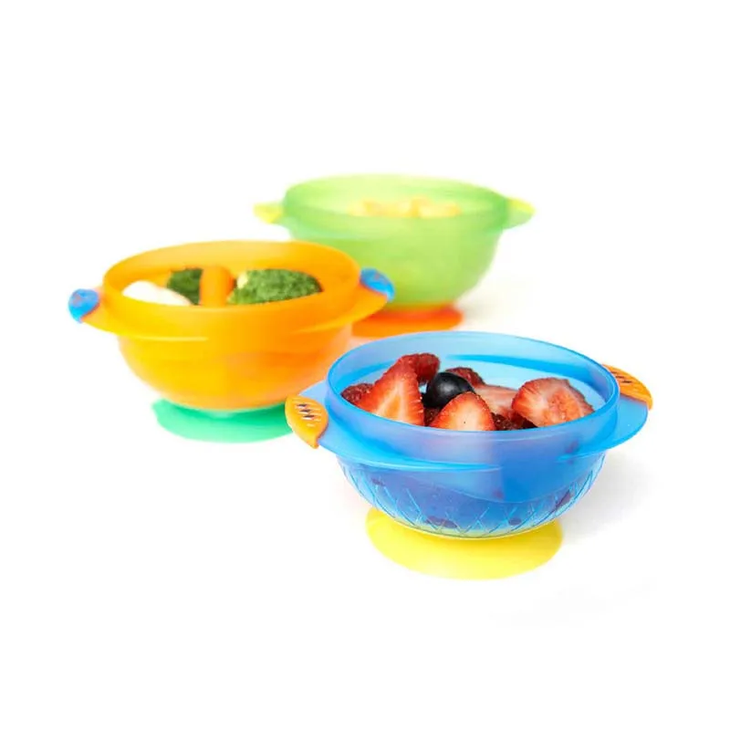 3 шт. всасывающая чаша Auck стол, предотвращающий проливание пищи пол легко отпустите вытяжное кольцо помогает ребенку питаться самостоятельно три цвета