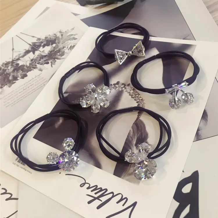 

Korea Girls Hair Accessories Crystal Doll Elastic Hair Band For Girls Rabbit Rhinestone Hair Ties Strawberry Gum for Hair Bows