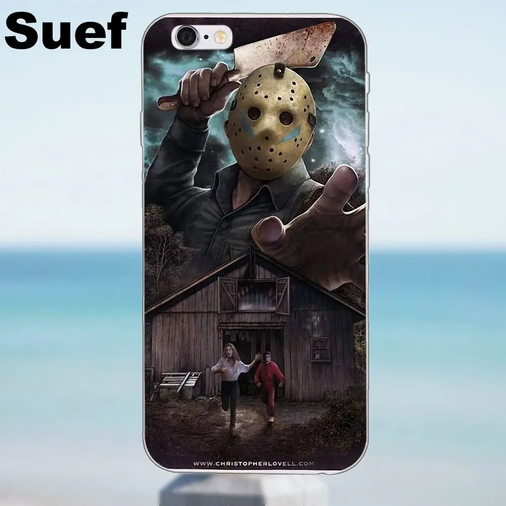 Мягкий Сотовый телефон Friday 13th Horror Jason для iPhone X 4 4S 5 5S 5C SE 6 6S 7 8 Plus Samsung Galaxy A3 A5 J1 J3 J5 J7