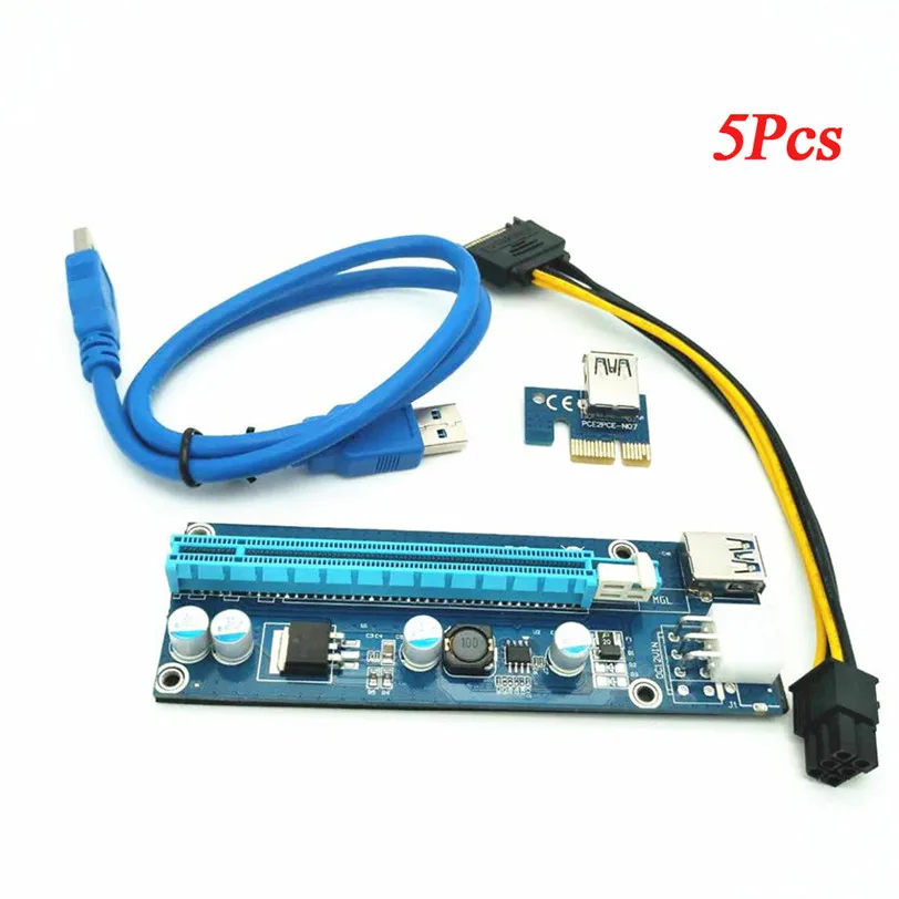 

5 Pcs PCI-E Express USB3.0 1x to16x Extender Riser Card Adapter SATA Power Cablel Jul7 Professional Factory Price Drop Shipping