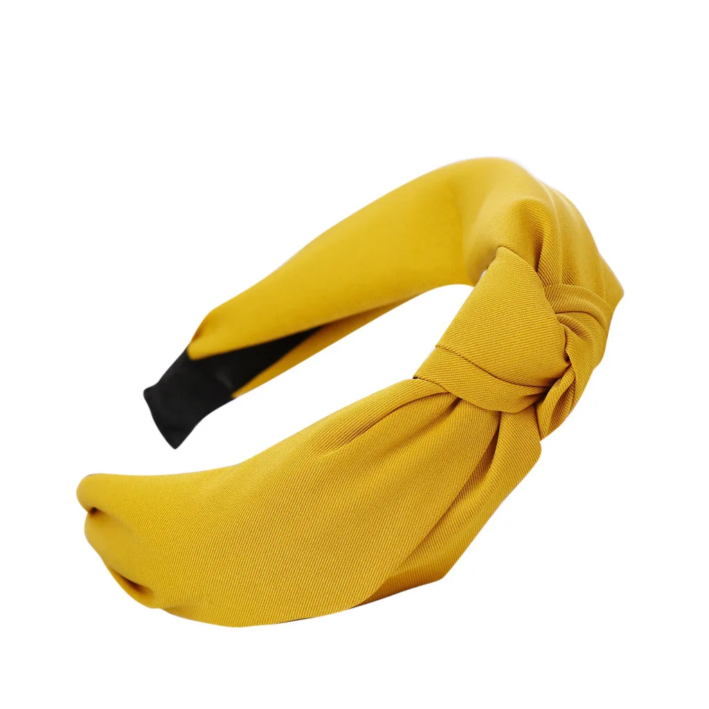 Женская весенне-осенняя повязка на голову, модная красная Корейская эластичная лента для волос с перекрестным узлом, мягкий бант, повязка на голову для девочек, аксессуары для волос - Цвет: Цвет: желтый