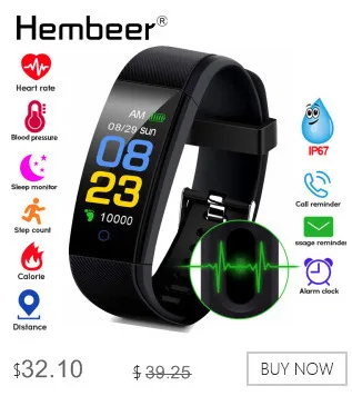 115plus Smart Band Health Bracelet with Blood Pressure Heart Rate Monitor Fitness Tracker Men Smart Wristband for iOS Android