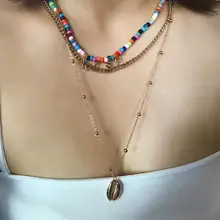 Colored Beaded Necklace Fashion Letter Color Beaded Shell Pendant Fashion Personality National Style Chain Necklace Colored Beaded Necklace Fashion Letter Color Beaded Shell Pendant Fashion Personality National Style Chain Necklace