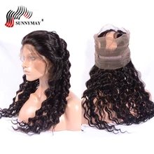 Suunymay предварительно выщипанные 360 Кружева Фронтальная свободная глубокая волна бразильские девственные человеческие волосы Кружева Фронтальная Закрытие с детскими волосами