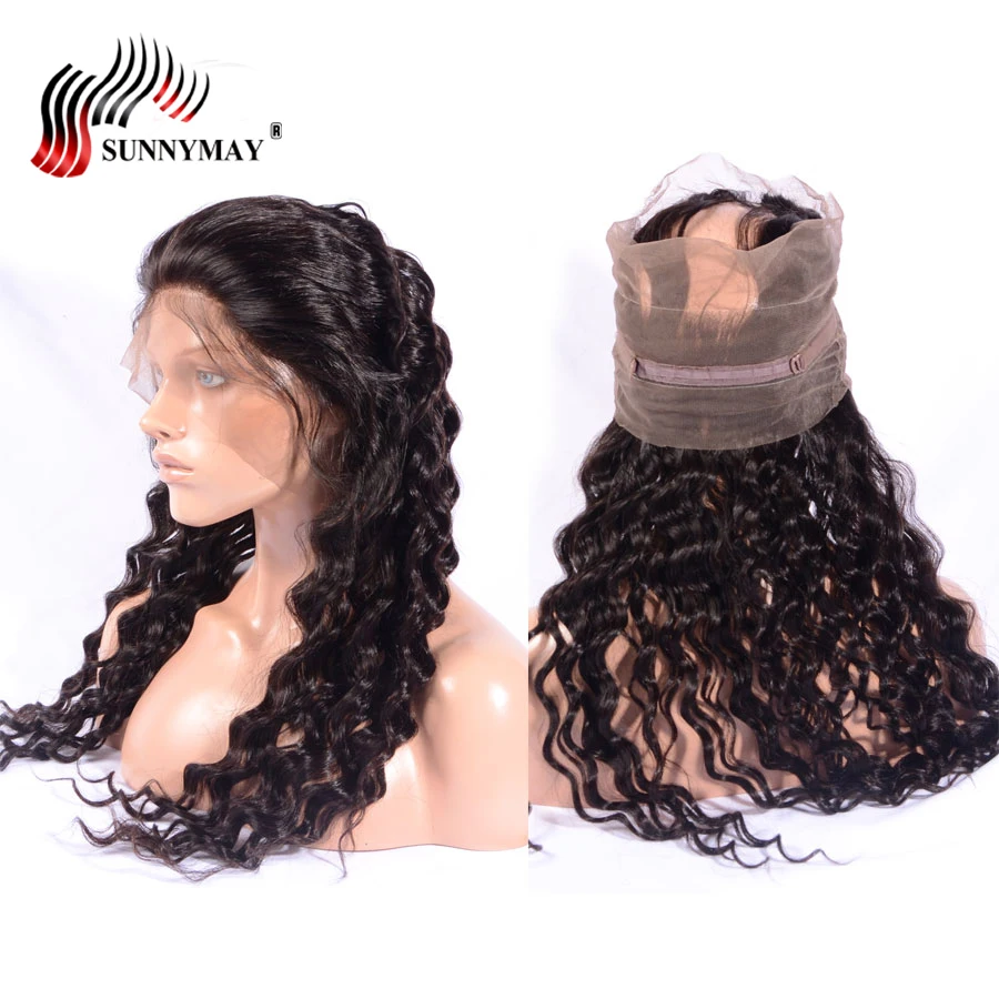 Suunymay Pre Plucked 360 Lace Frontal Loose Deep Wave Brazilian Virgin Human Hair Lace Frontal Closure With Baby Hair
