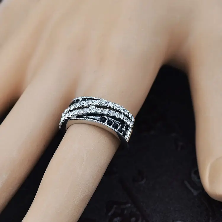 Visisap, кольцо в стиле панк с черно-белым камнем для женщин, кольцо унисекс с кубическим цирконием, вечерние кольца, ювелирные изделия золотого цвета VSRR089