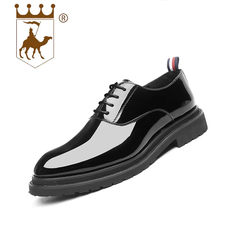 

BACKCAMEL2019 New Men's Patent Leather British Business Dress Pointed Fashion Shoes Rubbersole Wear-resistant Breathable Comfort