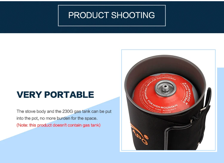 Portable 1400ml Cooking System Outdoor Hiking Camping Stove Heat Exchanger Pot Propane Gas Burners