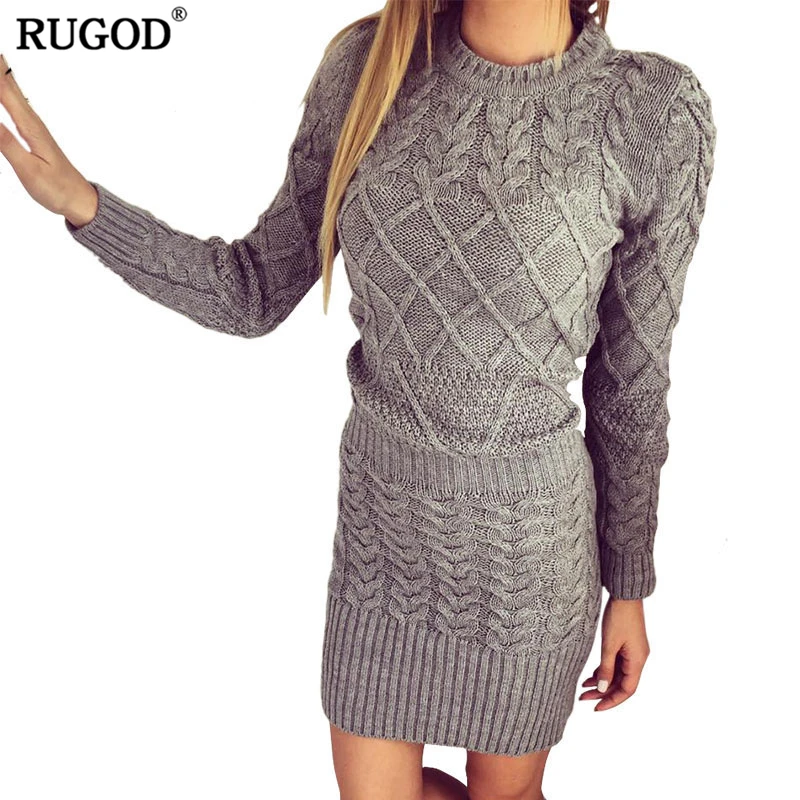 RUGOD 2018 Spring Long Sleeve Sweater Dress Women Sexy Slim Bodycon Knitted Dresses Skinny Party Dress
