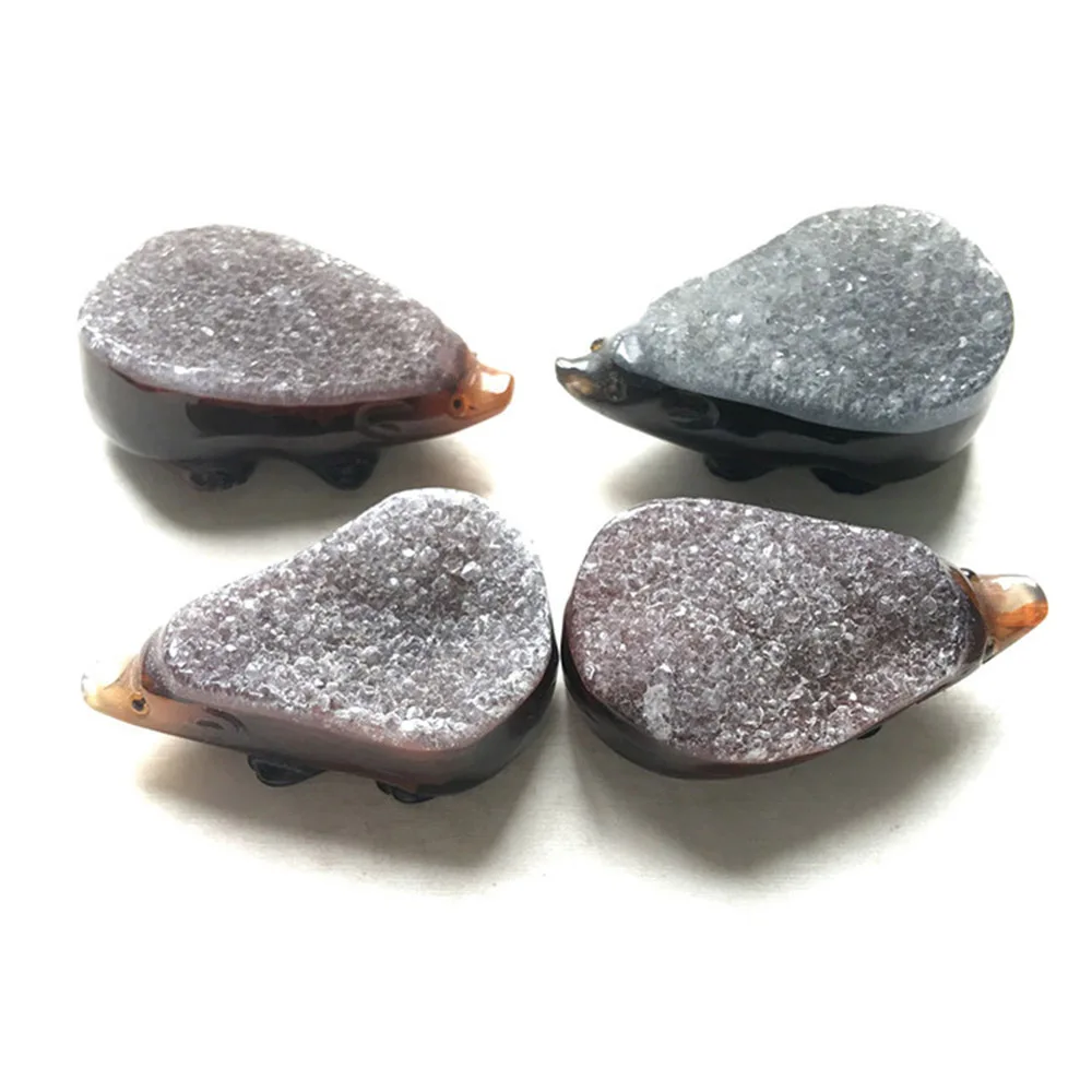 

Factory Direct Sell Hand Carved Customize Natural Geode Agate Hedgehog Lovely Healing Hedgehog For Wedding Souvenir Guests GM