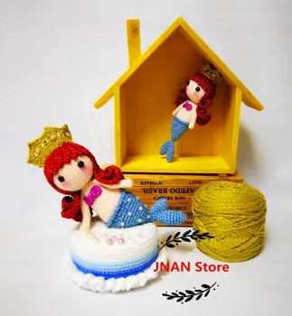 

Hand-knitted crocheted mermaid dolls music box pendant creative gift dolls set pieces
