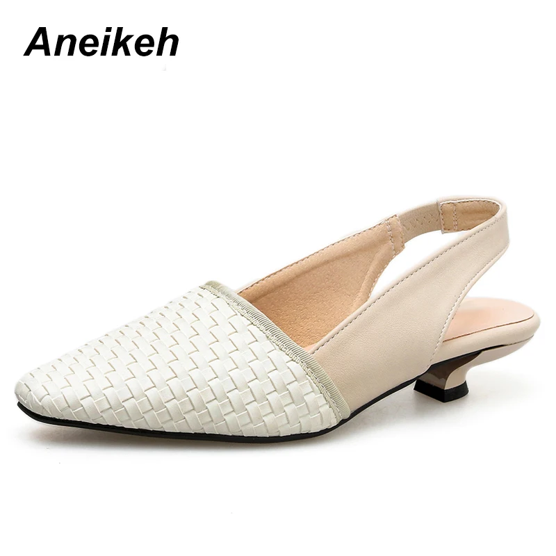 

Aneikeh Fashion Summer Women's Shoes PU Pointed Toe High Heel Pumps Stilettos 2019 Slingback Office & Career Dress Lady Shoes