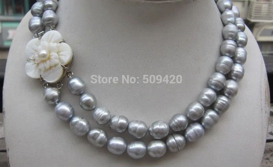 

~~ Free Shipping surprising natural South sea 11-13mm AAA gray baroque pearl necklace 17-18inch