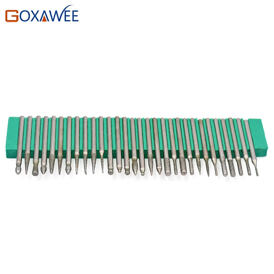 GOXAWEE Power Tools Accessories Rotary tools Diamond Burs Grinding Wheel 2.353mm shank of 30pcs for Dremel Tools Accessories3