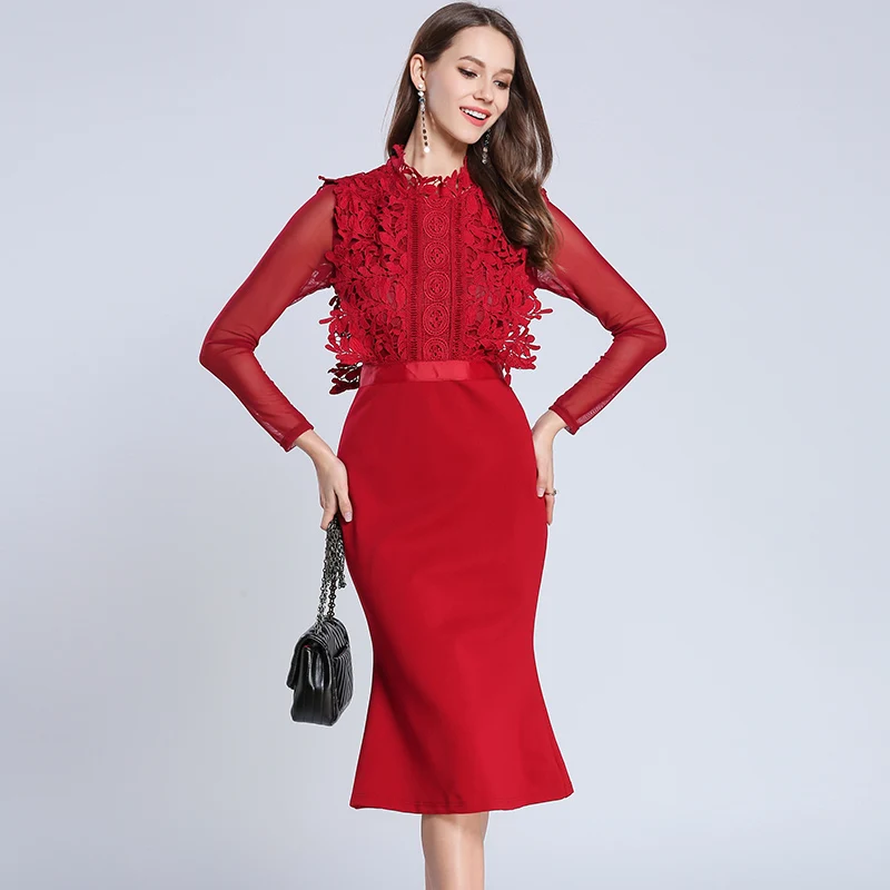 Осень Длинные рукава рыбий хвост облегающее платье Vestidos Casuales Mujer 2021 женские