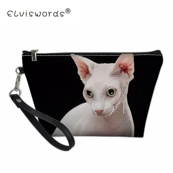 

Sphynx Canadian Hairless Cats Design Cosmetic Bags Women Makeup Storage Handbags Travel Organize Make Up Pouch Functional Box