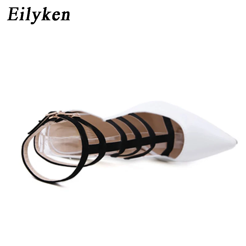 Eilyken Gladiator Women Pumps Fashion Buckle Strap Pointed Toe High Heels Lady White Wedding Shoes Thin Heels Sandal Autumn