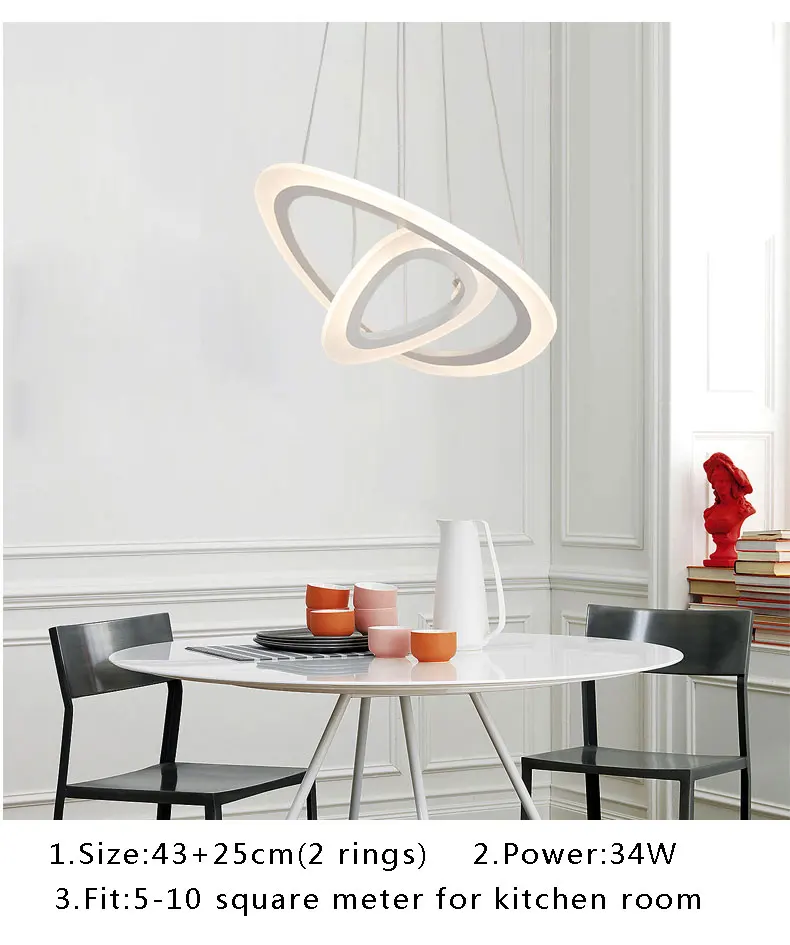 Модный круглый современный светодиодный подвесной светильник для столовой, гостиной, кухни, подвесной светильник, акриловый светодиодный подвесной светильник, светодиодный светильник
