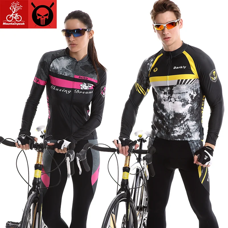 

Mountainpeak Spring Autumn Elastic Fabric Quick Dry Ciclismo Mans Woman Cycling Jersey Sets GEL Pad Bicycle Long SleeveClothing