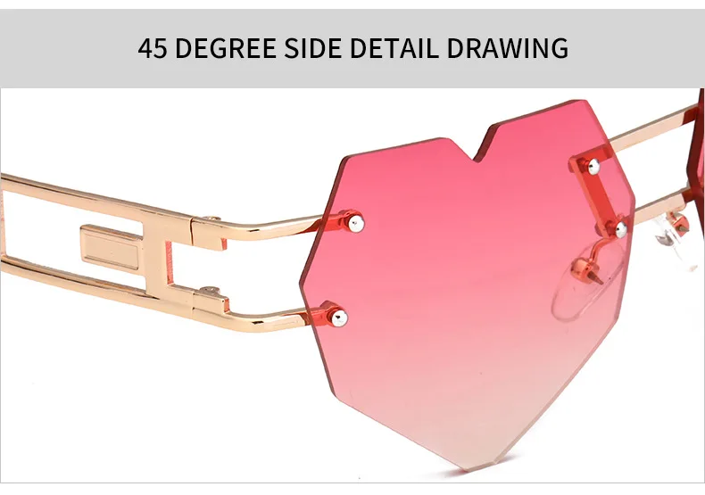 2018 модные оправы Солнцезащитные очки для женщин Для женщин Брендовая Дизайнерская обувь милые металла в форме сердца океан красный
