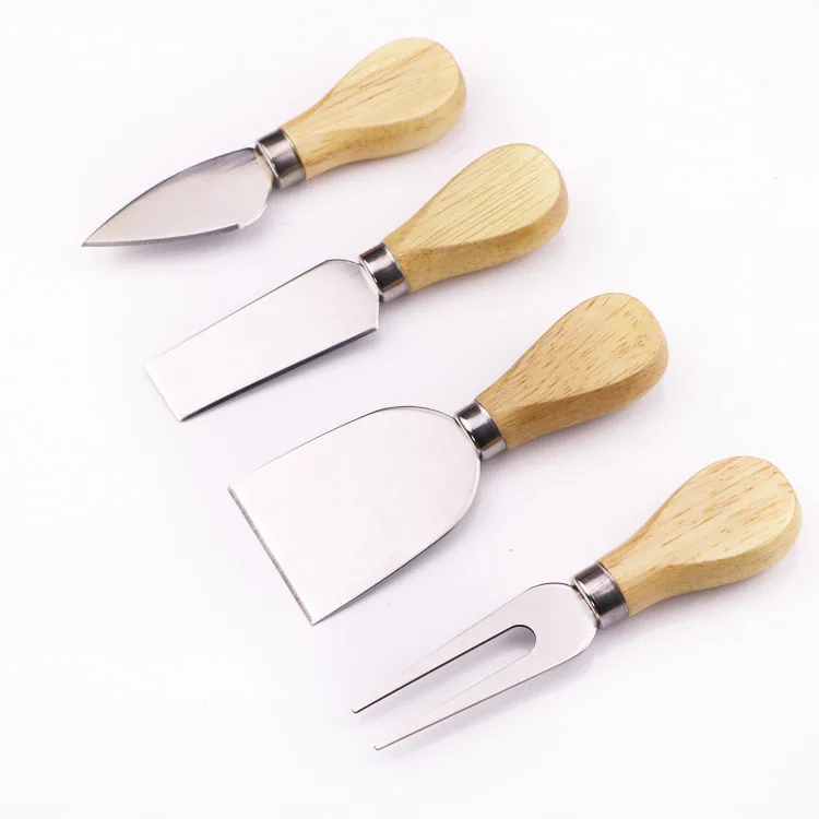 

(4pcs) Wooden Handle Cheese Knife Slicer Fork Scoop Cutter Useful Cooking Tools