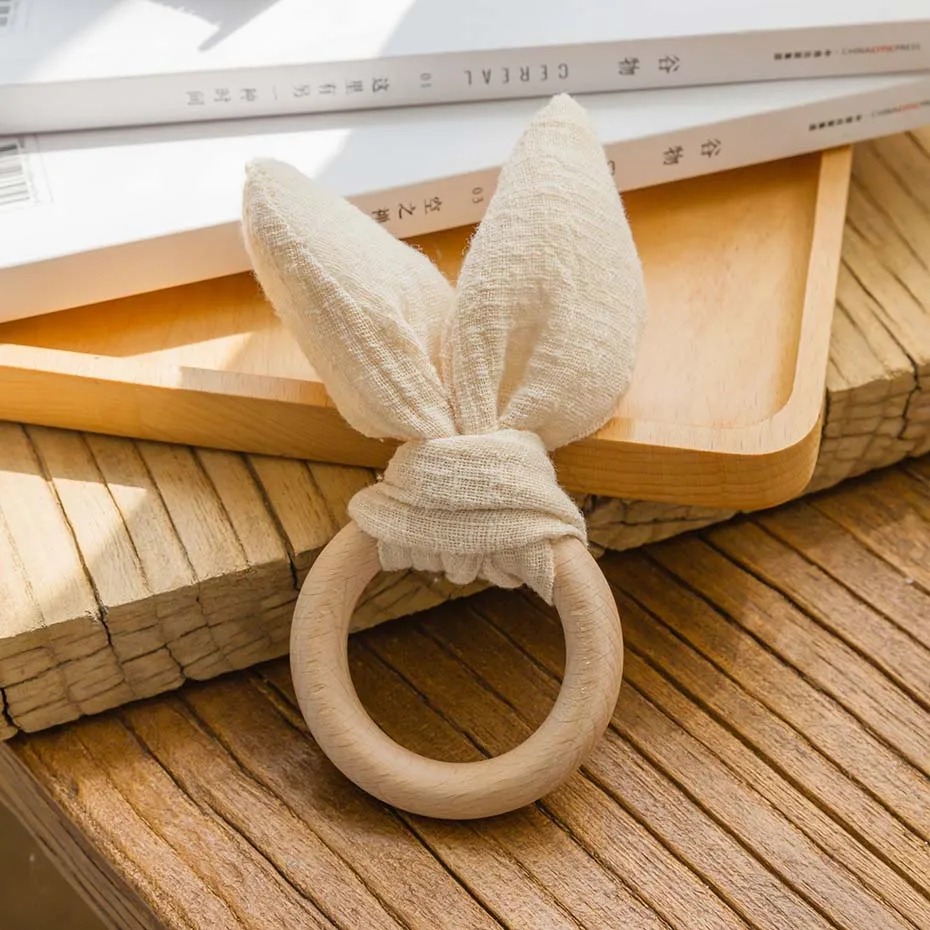 Beige Bunny Mamihome 1 шт. пищевые деревянные Прорезыватели для зубов игрушечные уши для детей из бука экологически чистые деревянные детские Прорезыватели для зубов DIY ремесла - Цвет: Beige Bunny