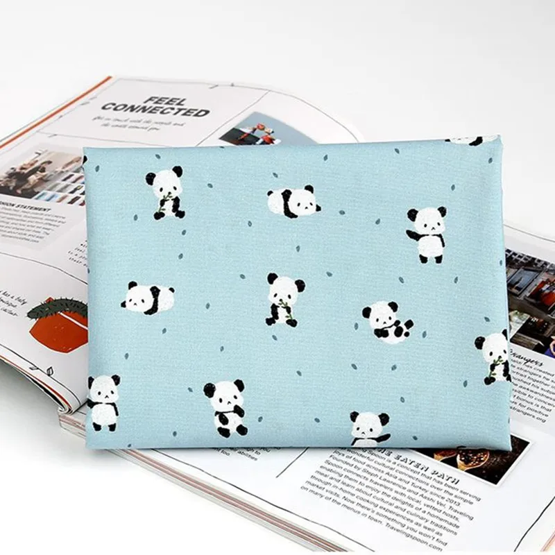 

half yard Korean import fabric with plain cartoon panda print, handmade DIY patchwork garment children cloth 100% cotton A722