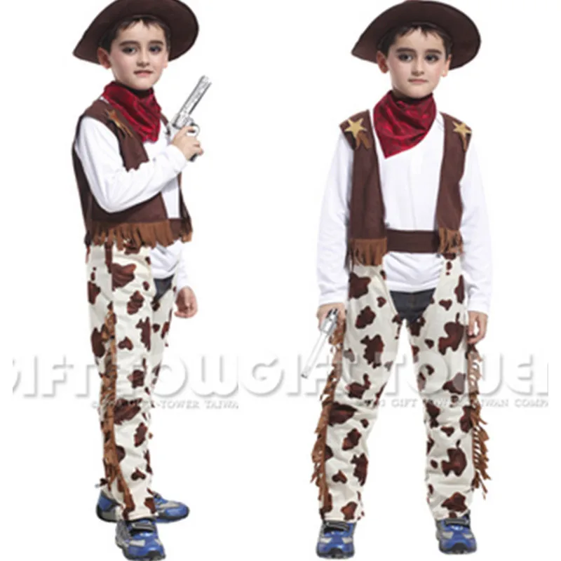 M~ XL Красивый Западный ковбойский Детский костюм на Хэллоуин для костюмированной вечеринки, карнавальный костюм для девочек - Цвет: Boy