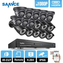 SANNCE HD Full 1080P 16CH AHD DVR 2000TVL 8pcs Bullet 8pcs Dome IR-CUT Home Video Security Camera System