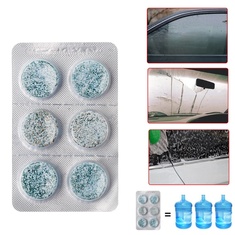 

6pcs Auto Car Windshield Glass Washer Window Cleaner Safe Compact Effervescent Tablets Detergent Fine Concentrated Solid New