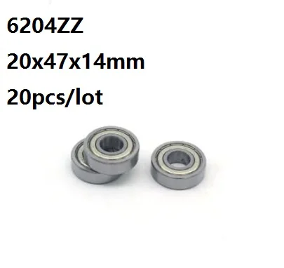 

20pcs/lot 20x47x14mm 6204ZZ 6204Z 6204 Z ZZ 20*47*14mm Double cover Deep Groove Ball bearing