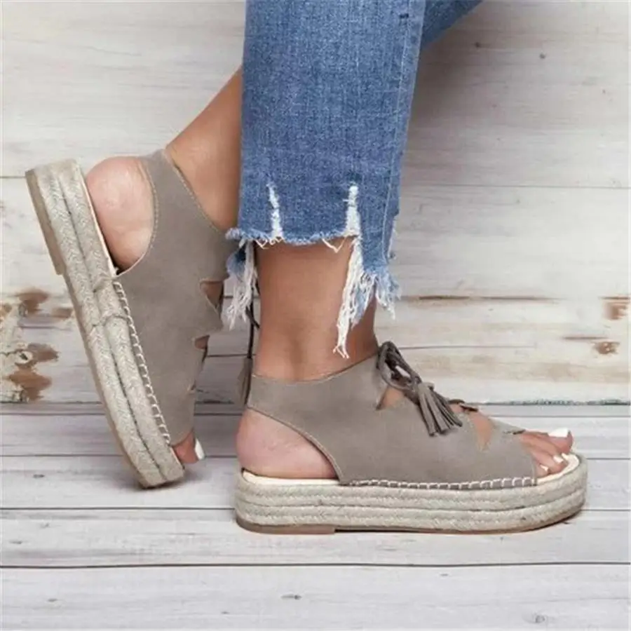 Women Sandals 2019 Summer Shoes Retro Gladiator Peep Toe Sandals Lady Roman Lace-up Platform Woven Wedge Sandals Sandalias Mujer