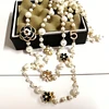 Mimiyagu longue collier de perles simulées pour les femmes No.5 Double couche pendentif Long collier bijoux de fête ► Photo 3/6