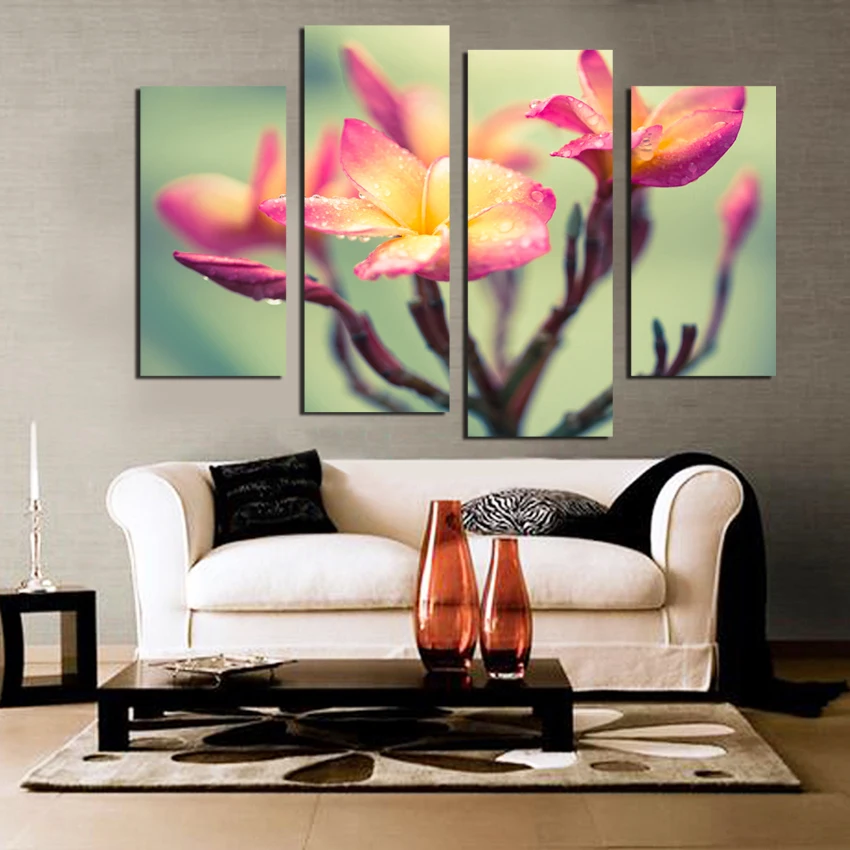Oil Canvas Wall Art Painting Unframed Picture Home Decor 4 Panel Flower