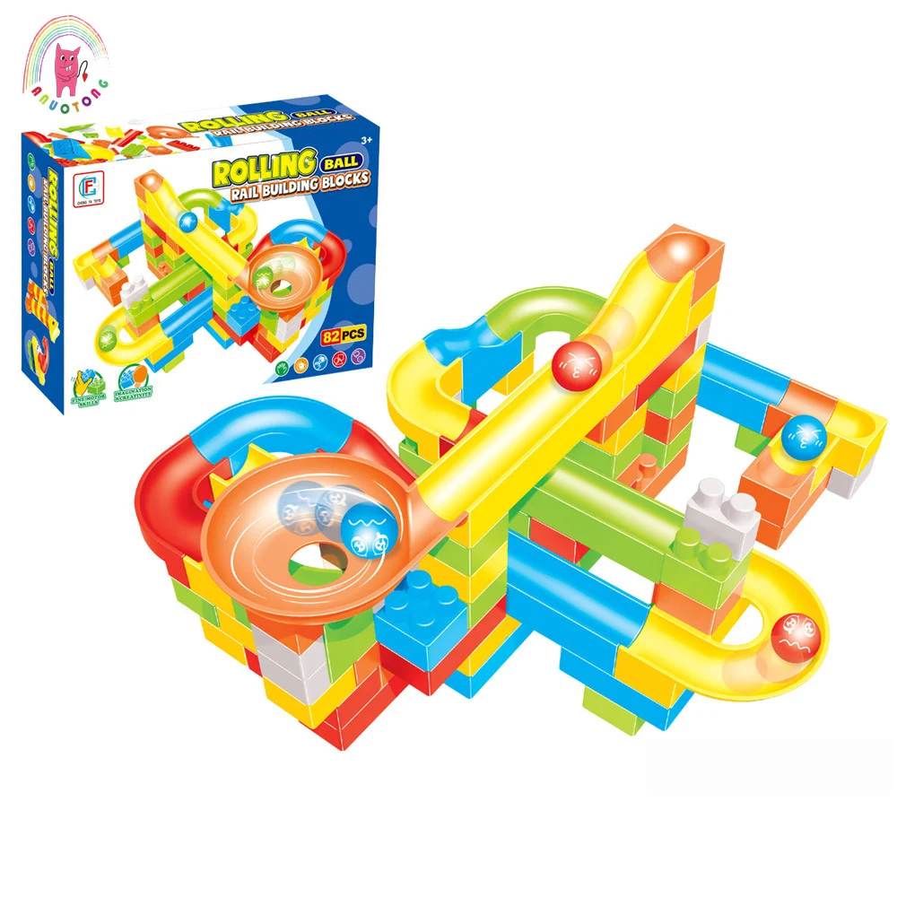 

82PCs marble track labyrinth track building blocks ABS funnel slide DIY assembly and splicing track building blocks set toy gift