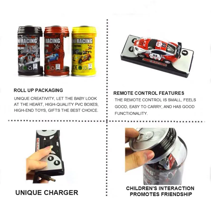 

Coke Can Mini RC Cars Control Remote 8 Colors 20Km/h Micro Racing Car 4 Frequencies Toy For Kids RC Models