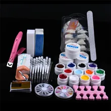 Colorwomen 20 в 1 Набор Профессиональный Набор для творчества УФ гель для ногтей набор кисть, полировщик инструмент для ногтей наконечники для ногтей Клей акриловый набор 160927 Прямая