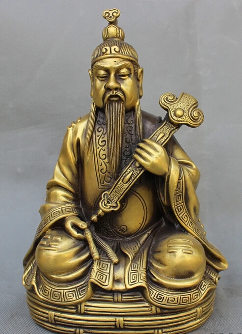 

S4432 10" Chinese Bronze RuYi Lao Jun God Alchemy Immortal Taoist Diagrams Statue D0318