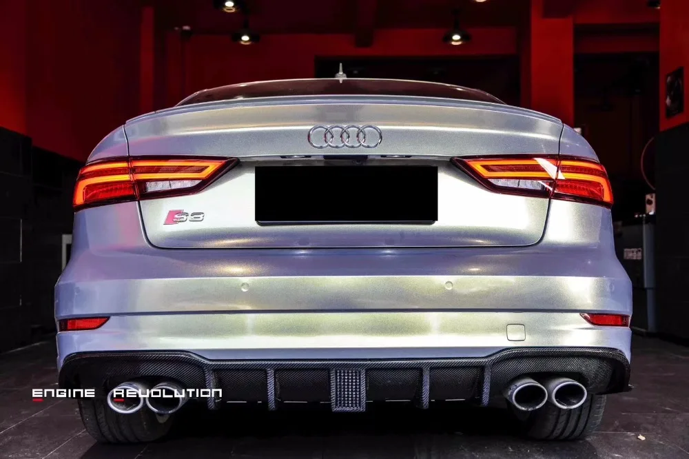 

2017 Carbon Fiber Rear Diffuser Lip W/LED light For Audi A3 S-LINE S3 Sedan only