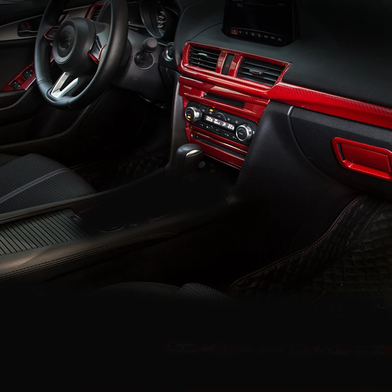 15 шт. для Mazda 3 Axela красное углеродное волокно украшение интерьера Вентиляционное рулевое колесо украшение