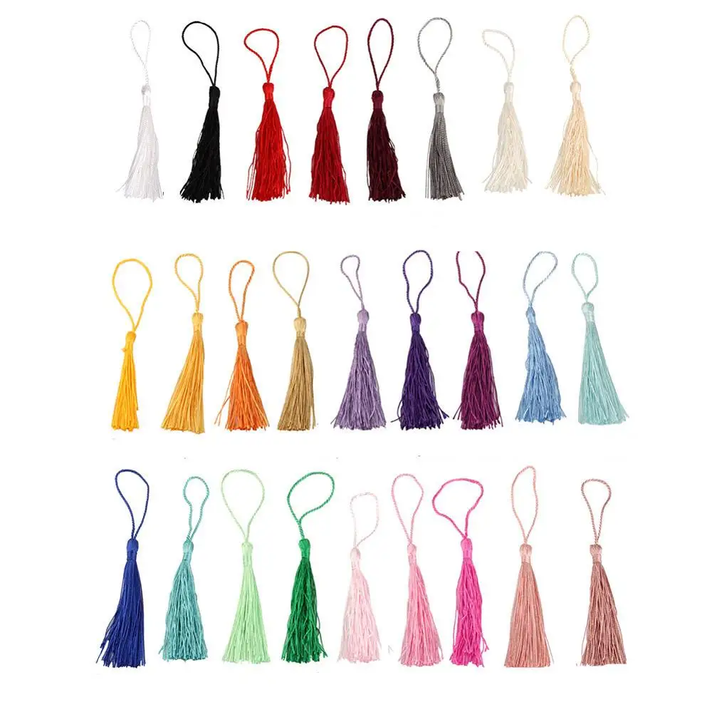 cheap 200PCS X 8CM Terylene Ice Silk Fringe Fabric Tassel Trim for Craft DIY Jewelry Making Bookmark Curtain Window Bags Decoration